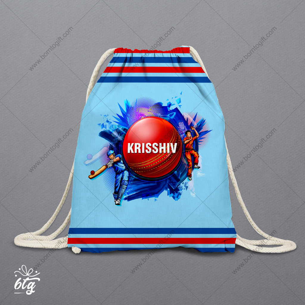 Personalised Drawstring Bag - Cricket