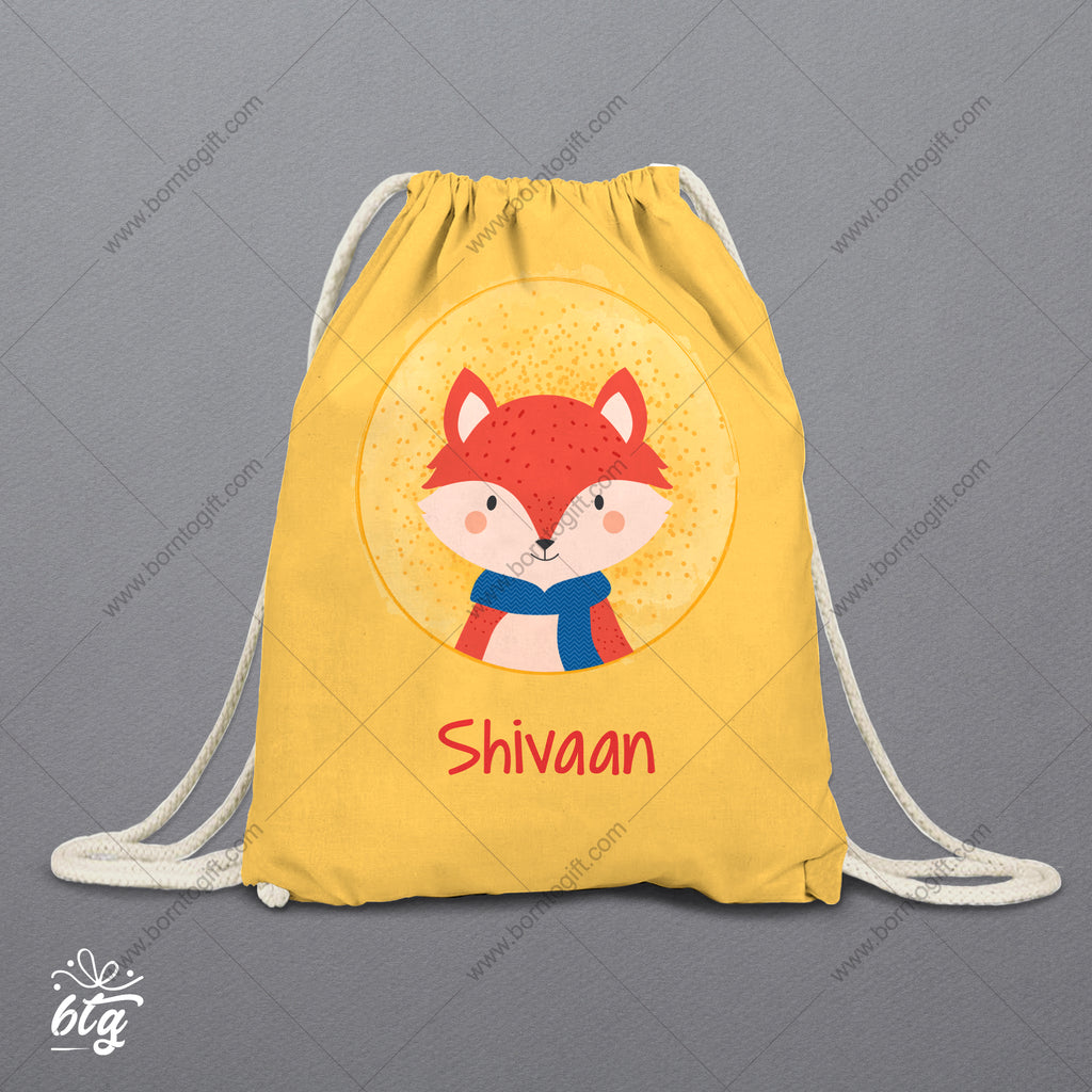 Personalised Drawstring Bag - Fox