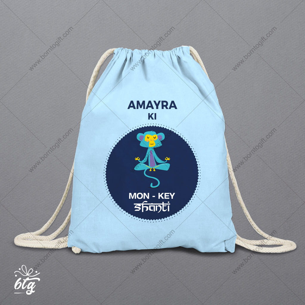 Personalised Drawstring Bag - Mon-key Shanti