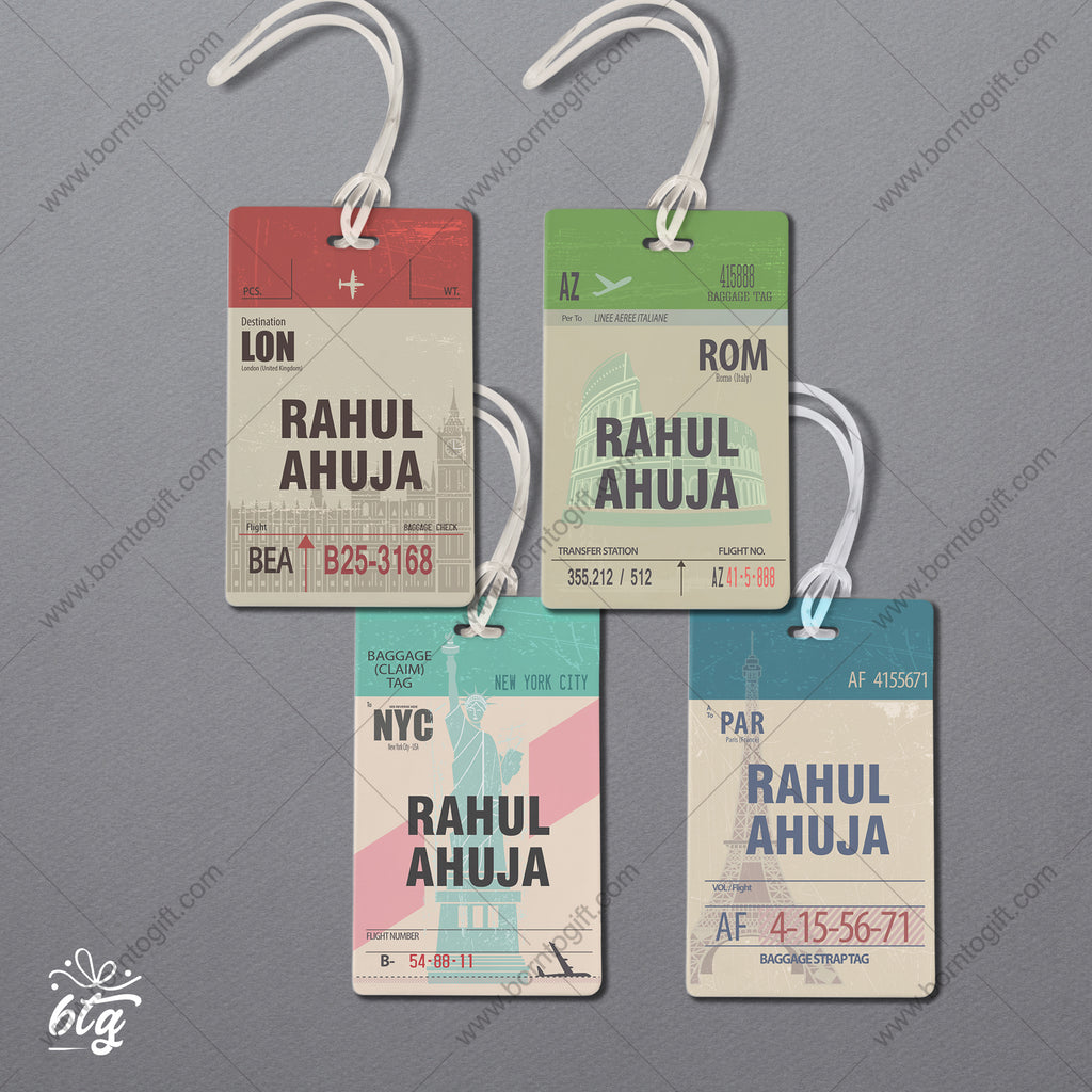 Personalised Luggage Tags Rectangle  - 14 (Set of 4)