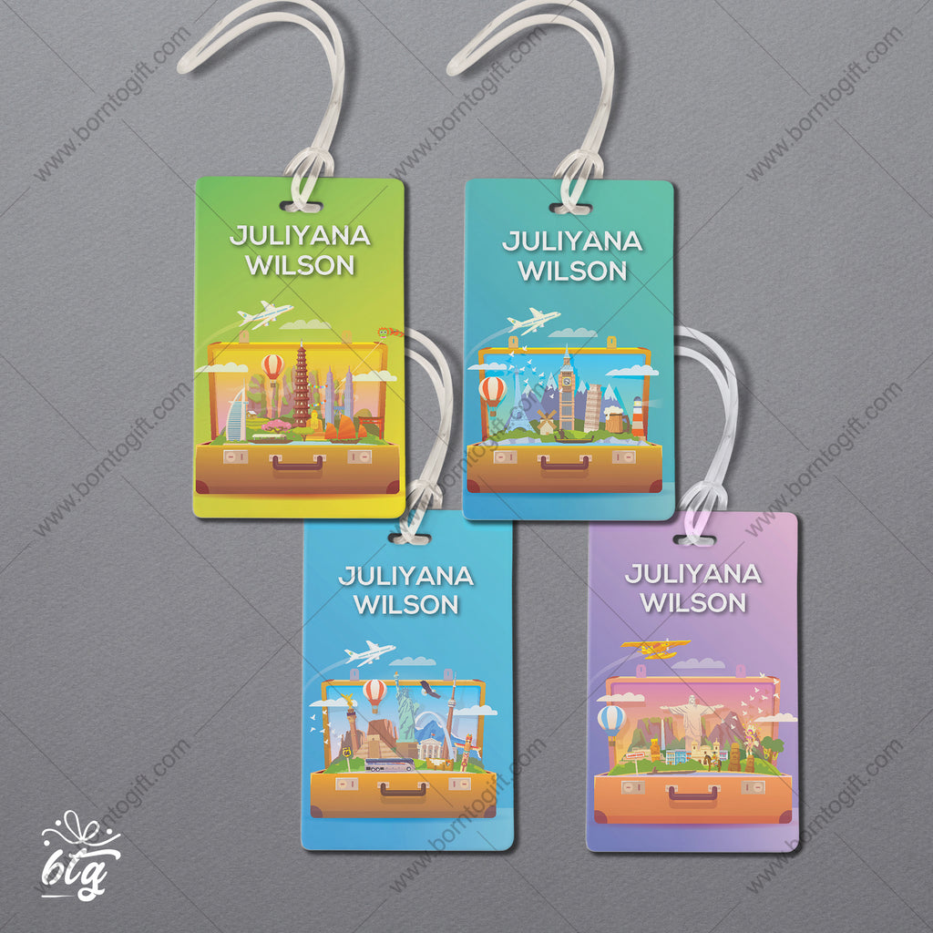 Personalised Luggage Tags Rectangle  - 12 (Set of 4)