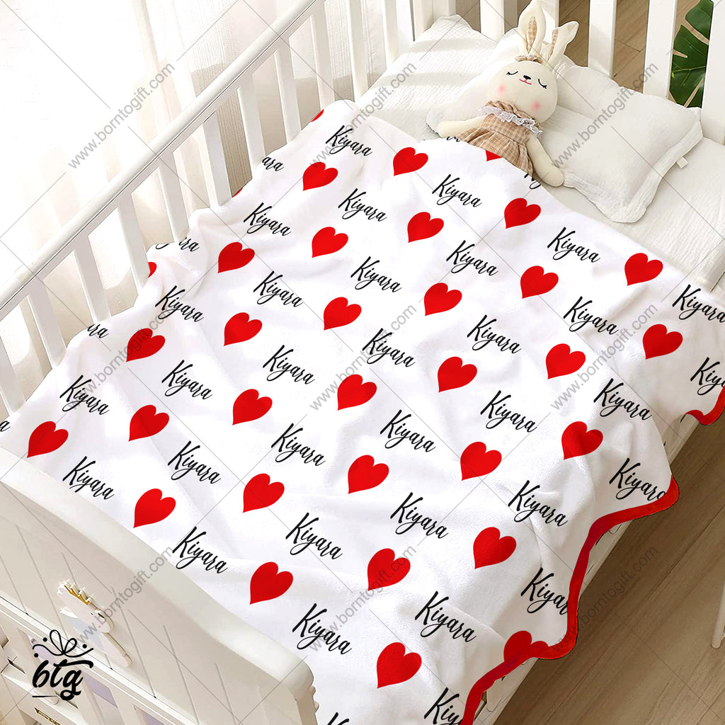 Personalised Blanket - Red Hearts