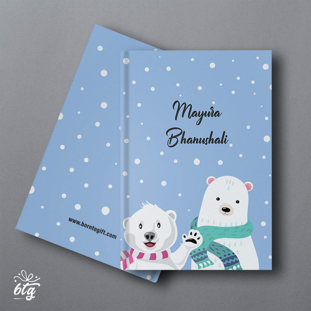 Personalised Hardbound Notebook - Cute Polar Bear