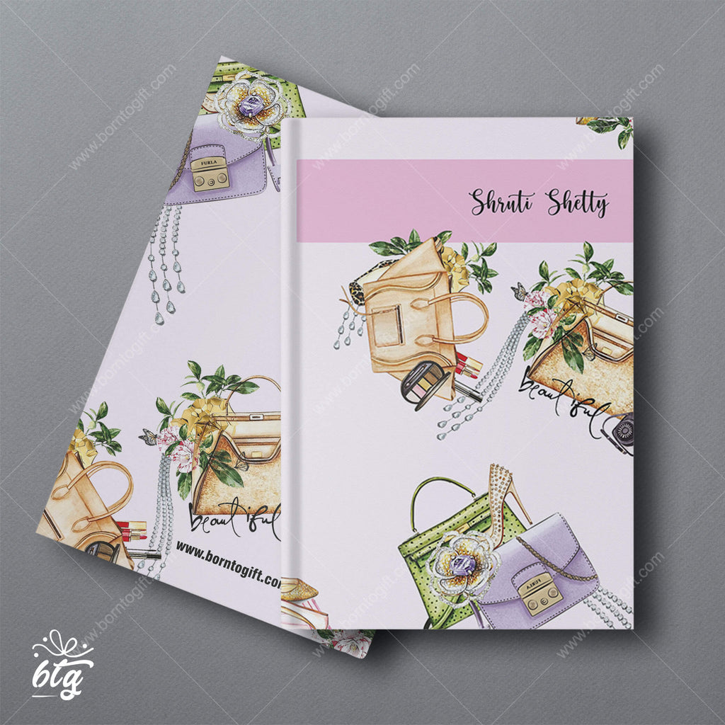 Personalised Hardbound Notebook - Beautiful Sling And Purse Design