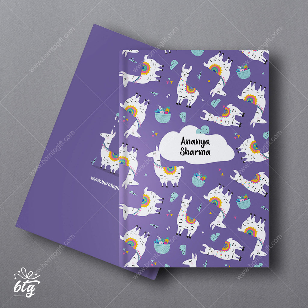 Personalised Hardbound Notebook - Cute Cartoon Llama