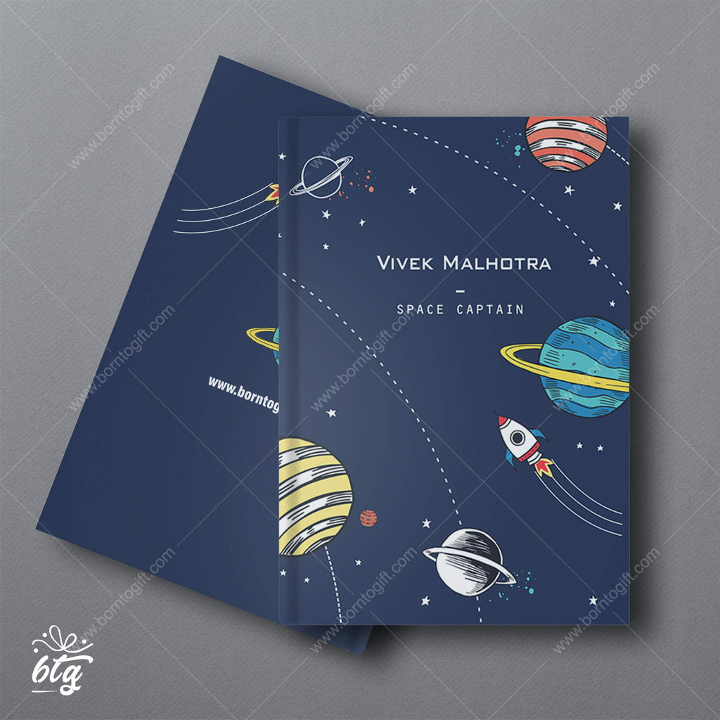 Personalised Hardbound Notebook - Space - Rocket Design