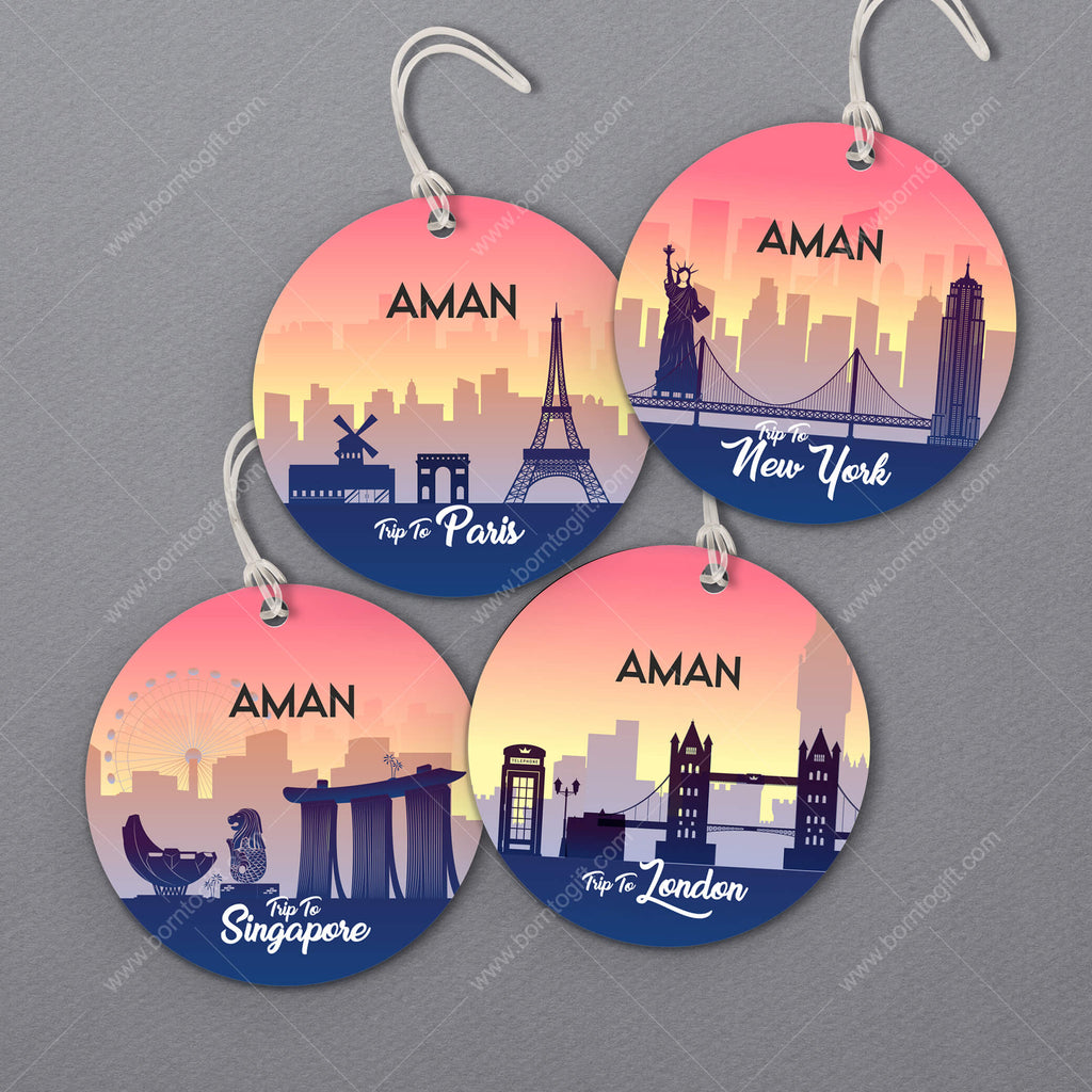 Personalised Luggage Tags Round - 01