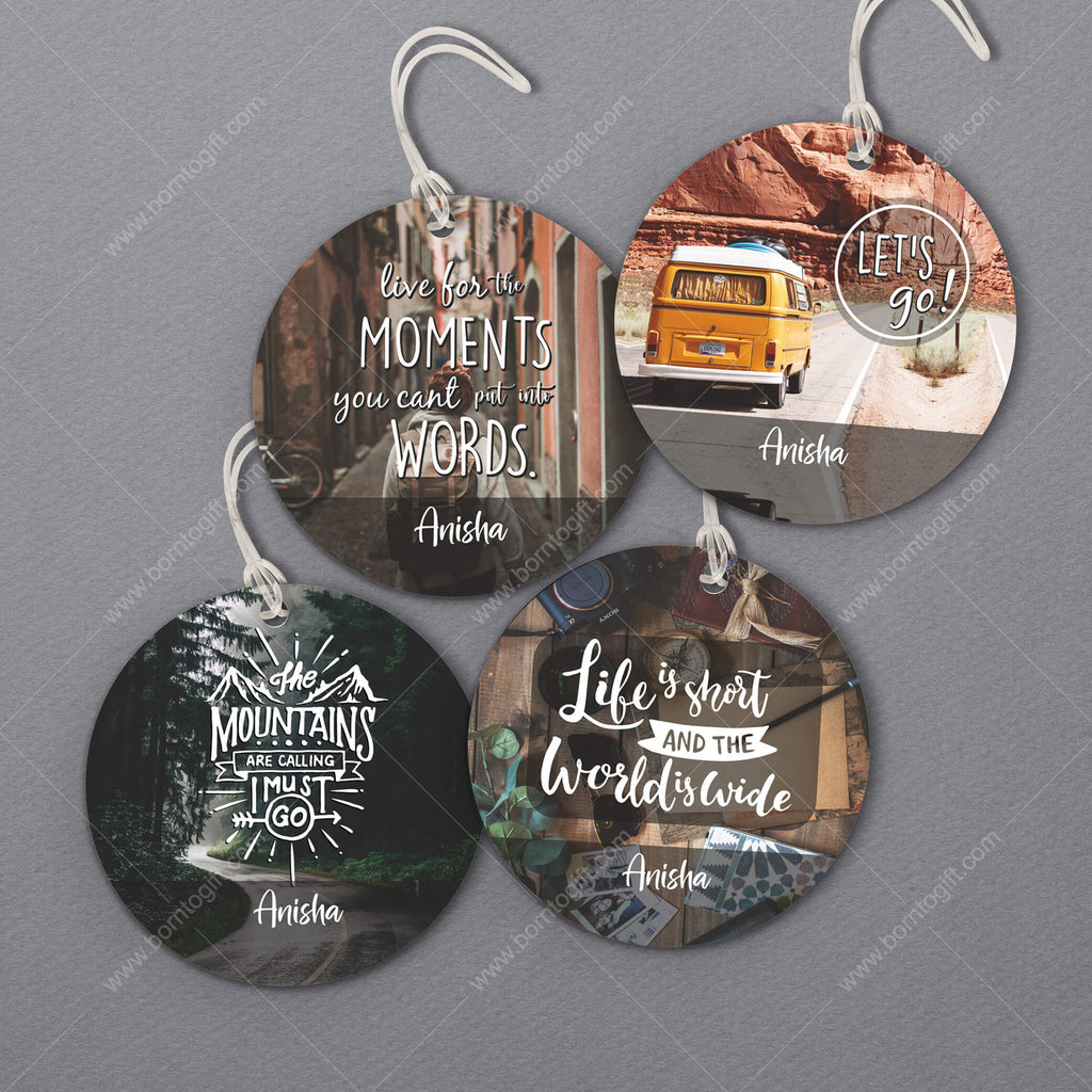 Personalised Luggage Tags Round  - 08